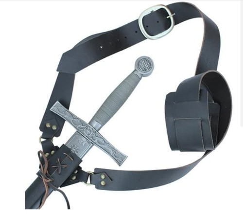 Black leather waist - leather,
